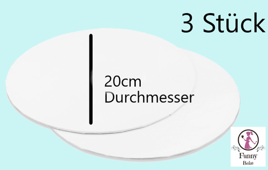 Tortenunterlage-rund-weiss-20cm-dünn-stabil-3Stueck-Kuchenplatte-Pappe