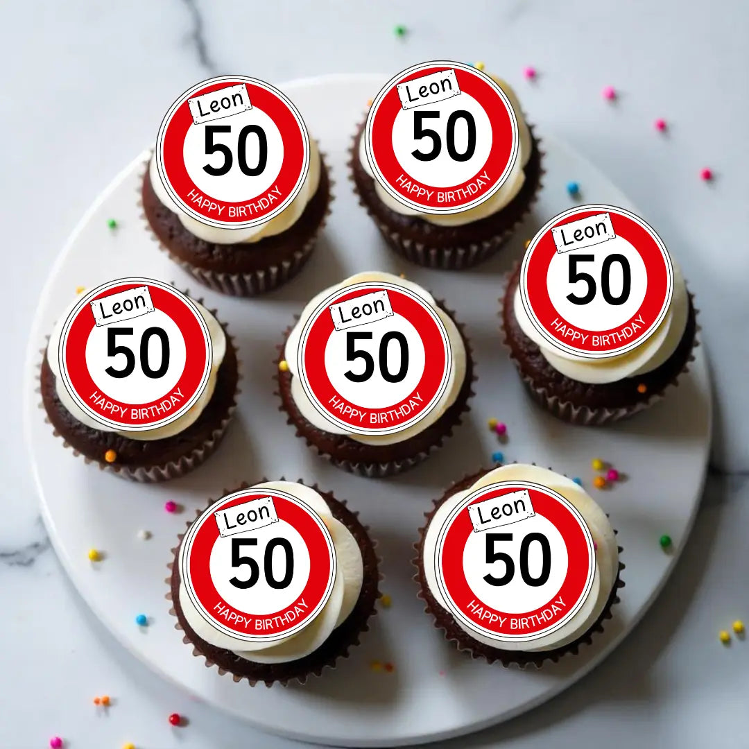 Muffinaufleger Verkehrsschilder aus Esspapier Funny Bake