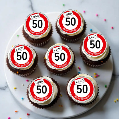 Muffinaufleger Verkehrsschilder aus Esspapier Funny Bake