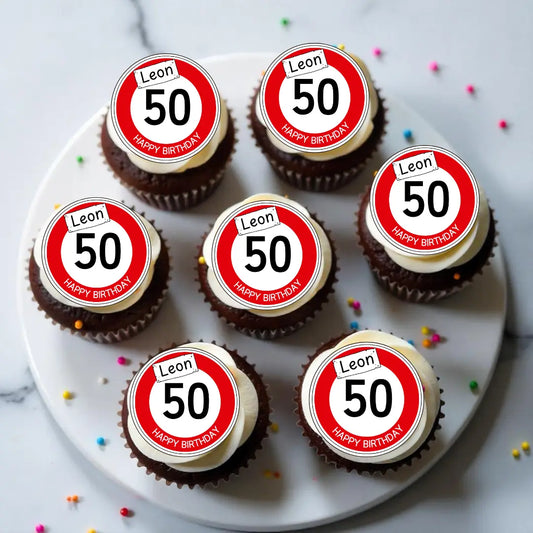 Muffinaufleger Verkehrsschilder aus Esspapier Funny Bake