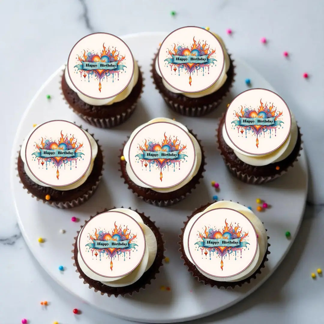 Muffinaufleger Happy Birthday moderne Art 24 Stück Funny Bake