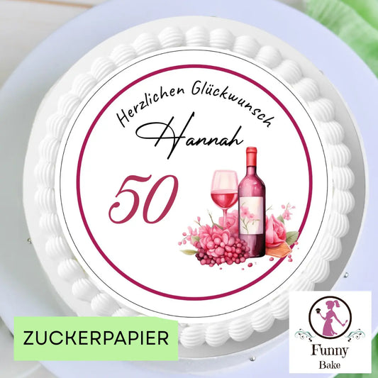 Tortenaufleger Weinflasche  mit Name und Zahl Funnybake.de