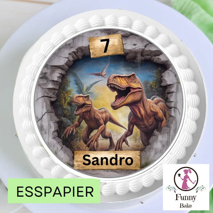 Tortenaufleger Dinosaurier mit Name und Zahl – Kindergeburtstag Funnybake