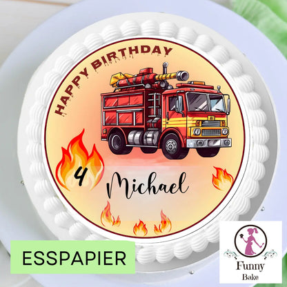 Tortenaufleger Feuerwehr mit Name & Zahl – Kindergeburtstag Funny Bake