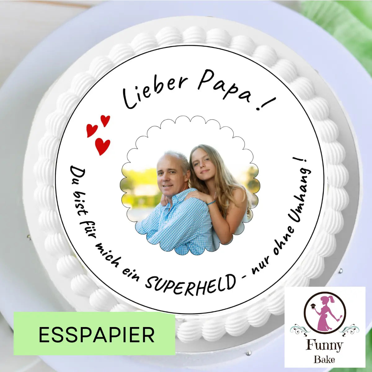 Tortenaufleger Vatertag Superheld mit Foto Funnybake.de