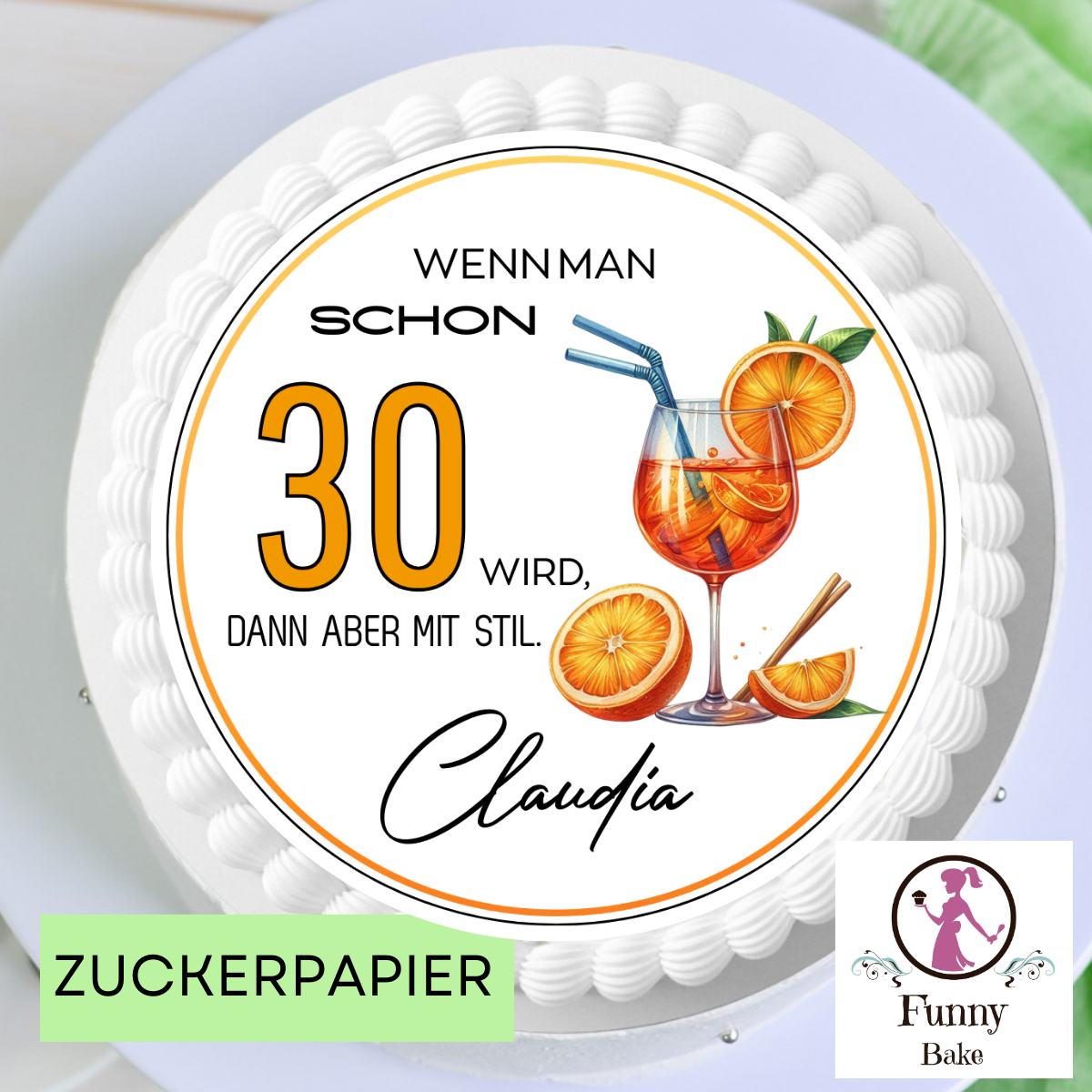 Tortenaufleger Cocktail Sprtiz Funnybake-Backzubehör