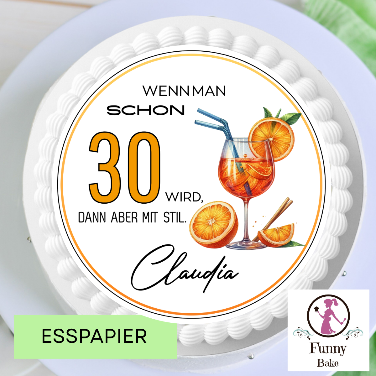 Tortenaufleger Cocktail Sprtiz Funnybake-Backzubehör