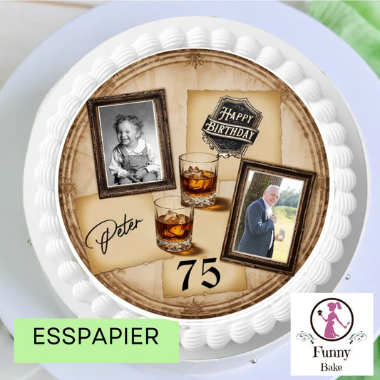 Tortenaufleger Geburtstag Mann mit 2 Bildern – personalisiert mit Name & Wunschzahl Funnybake