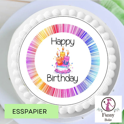 Tortenaufleger Regenbogen Happy Birthday – essbare Tortendekoration Funny Bake
