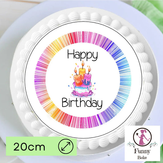Tortenaufleger Regenbogen Happy Birthday – essbare Tortendekoration Funny Bake