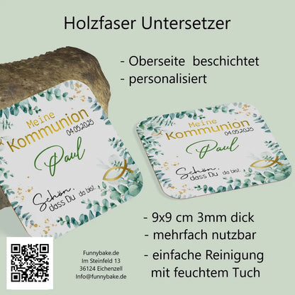 Untersetzer Kommunion personalisiert - Funny Bake