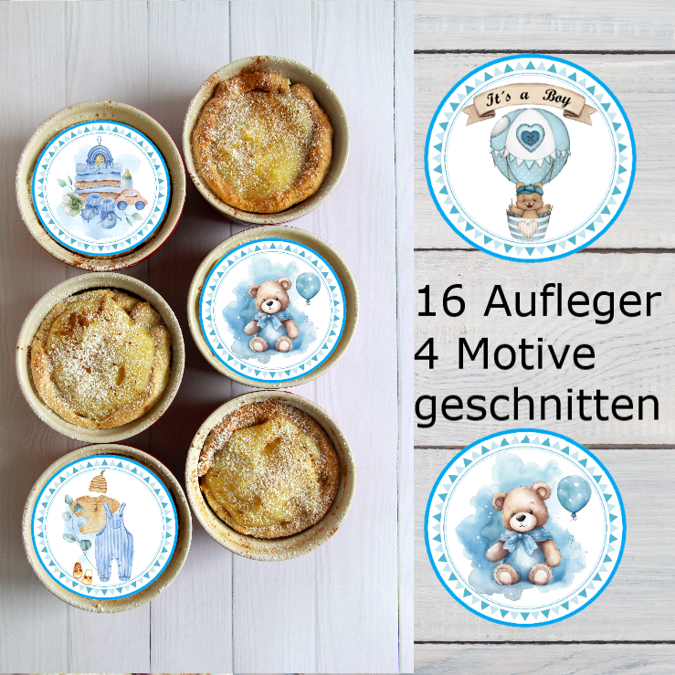 Muffin-Aufleger-essbar-blau-Baby-Party-Cupcake-Oblade-Oblate-Esspapier-Teddy
