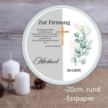 Tortenaufleger Firmung Eukalyptus Kreuz - Funny Bake