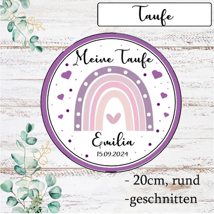 Tortenaufleger Regenbogen "Meine Taufe" lila/flieder - Funny Bake