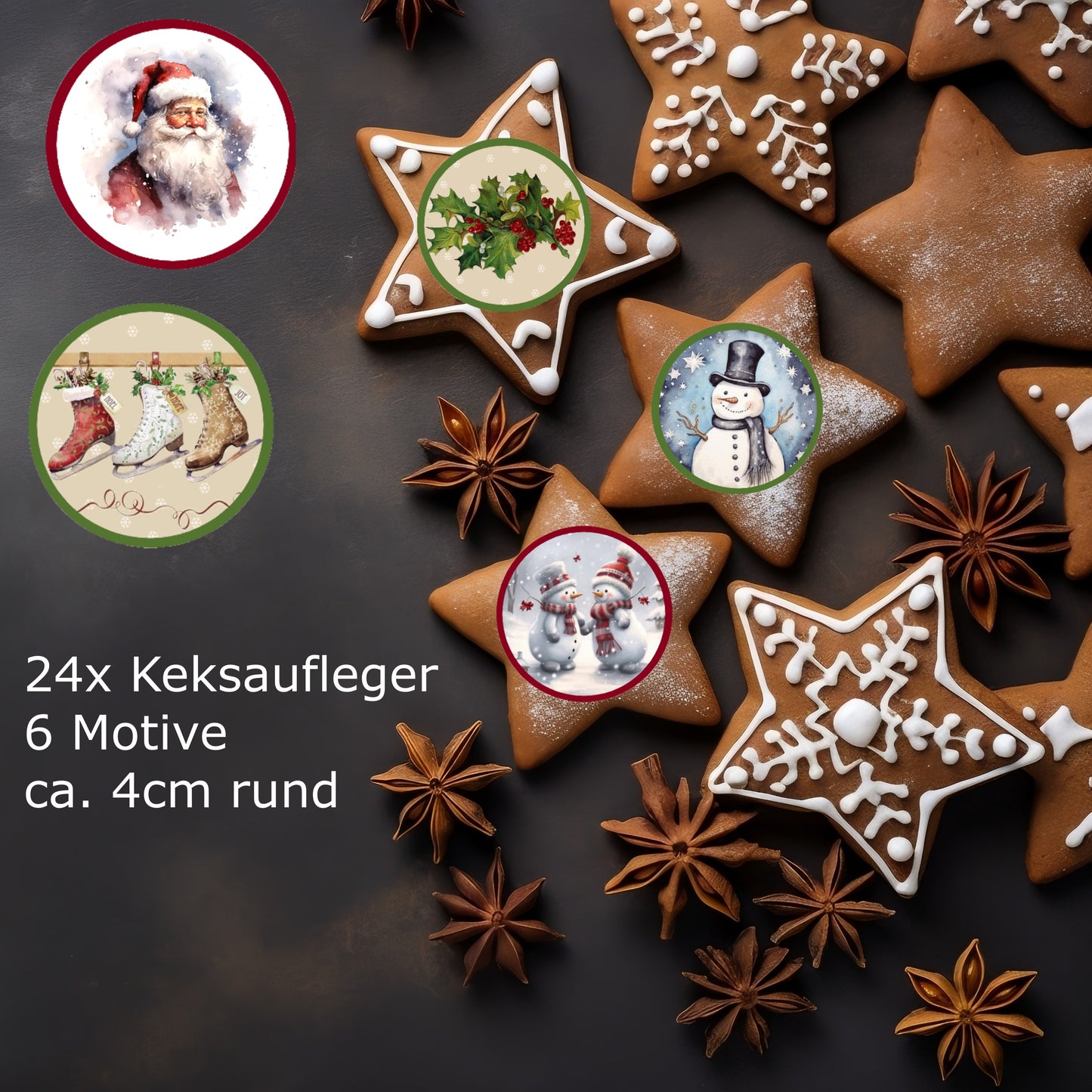 Keksaufleger Muffinaufleger Weihnachtliche Motive - 1 -