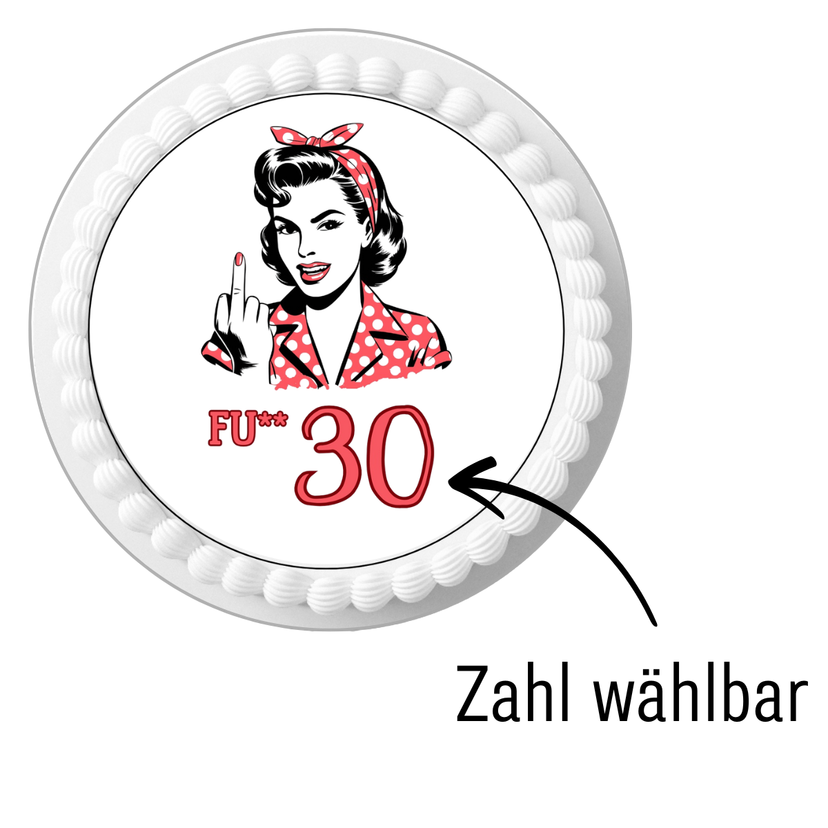 Retro Look Tortenaufleger mit Wunschzahl