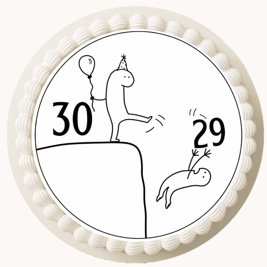Tortenaufleger Geburtstag RIP 20s Twenties – humorvoller Aufleger mit Strichmännchen