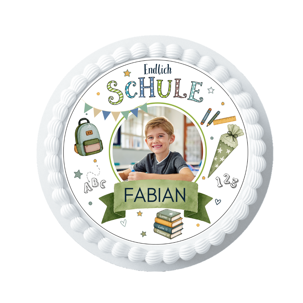 Tortenaufleger Einschulung Endlich Schule personalisiert