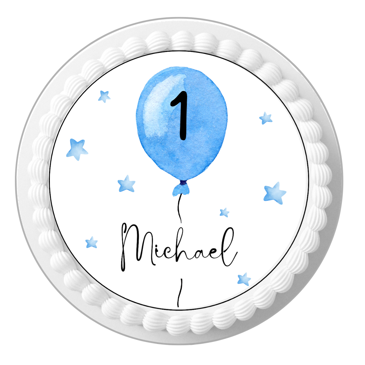 Essbarer Tortenaufleger Ballon Blau – Zahl & Name wählbar