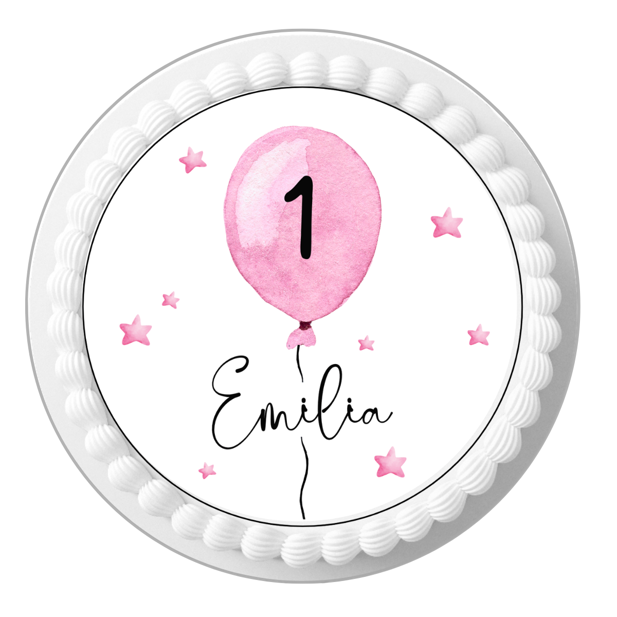 Tortenaufleger Ballon mit Zahl & Name rosa