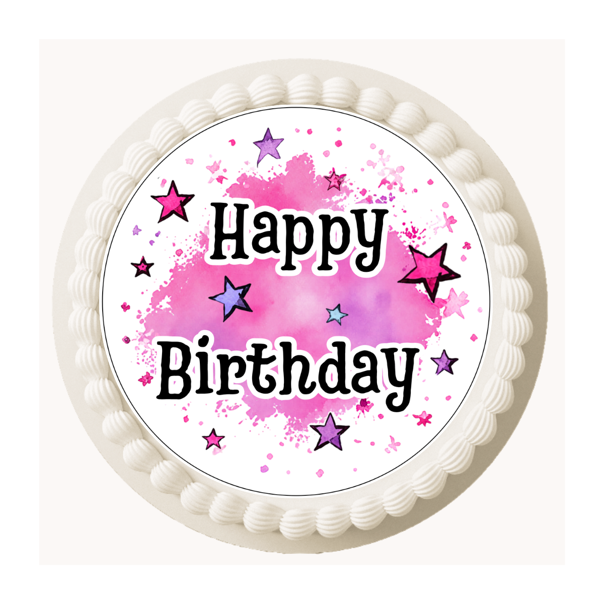 Tortenaufleger Happy Birthday Pink – Girls, Teens & Frauen, essbar 20 cm