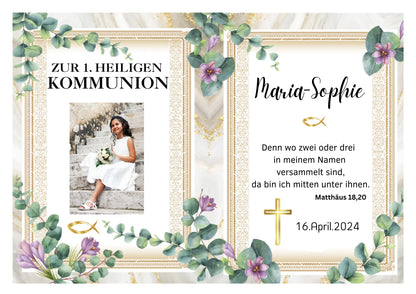 Tortenaufleger zur Kommunion mit Bild – für Blechkuchen www.funnybake.de