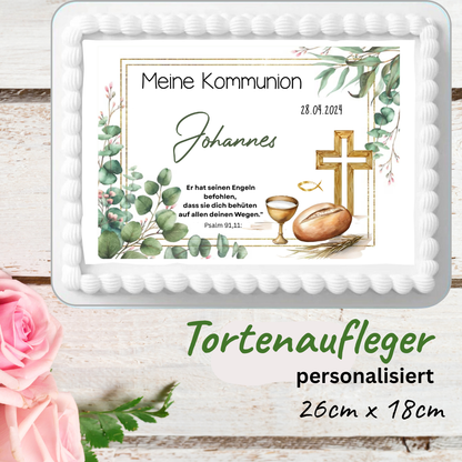 Tortenaufleger Meine Kommunion mit Name,Datum und eigenem Vers