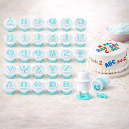 Ausstecher große Buchstaben A–Z mit Auswerfer für Kekse, Fondant und Tortendekoration
