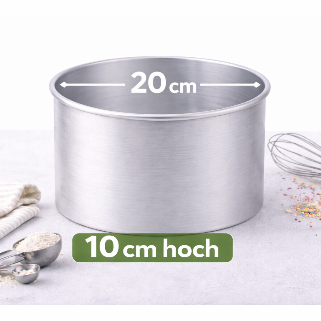 Runde extra hohe Backform Ø 20 cm mit 10 cm Höhe aus Aluminium für hohe Tortenböden