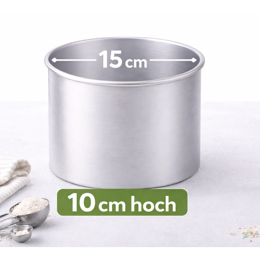 Runde Cake-Masters Backform 15 cm Durchmesser und 10 cm Höhe extra hoch aus Aluminium