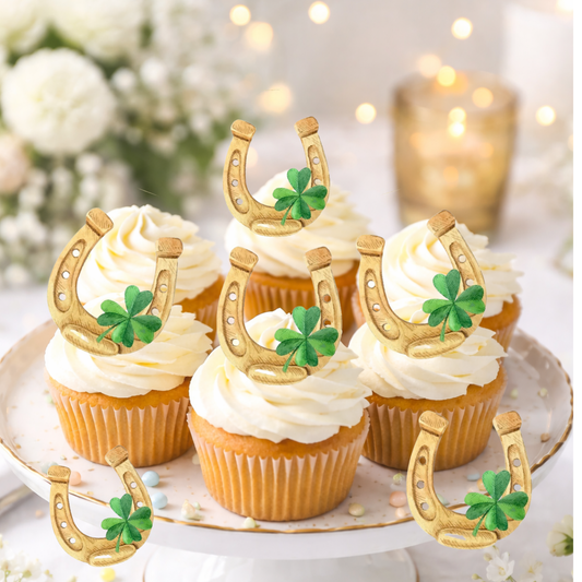 Esspapier Aufleger Hufeisen und Kleeblatt als Glücksbringer für Torten und Desserts