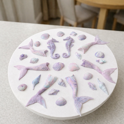 Handgemachte Fondantdekoration Meerjungfrau als Tortendekoration zum Geburtstag für Mädchen