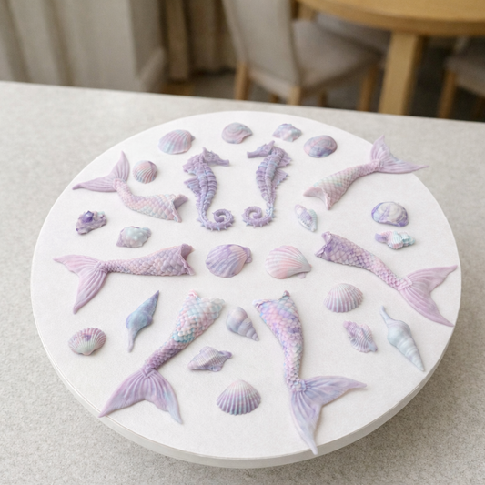 Handgemachte Fondantdekoration Meerjungfrau als Tortendekoration zum Geburtstag für Mädchen