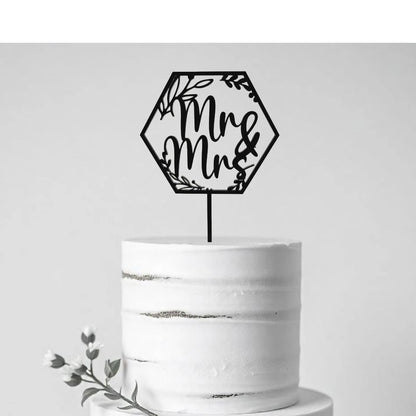 MR &MRS Hochzeit  6eckig Floral - Funny Bake
