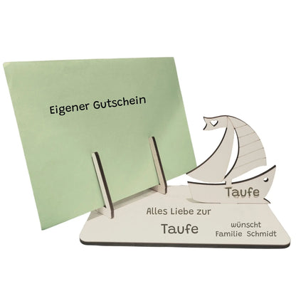 Kartenhalter für Gutschein Taufe Boot - Funny Bake
