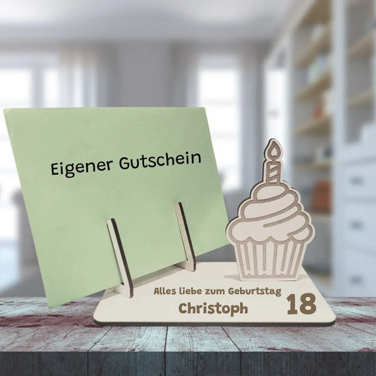Kartenhalter für Gutschein Geburtstag - Cupcake- - Funny Bake