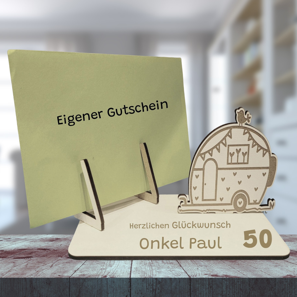 Kartenhalter für Gutschein Campingwagen