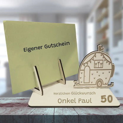 Kartenhalter für Gutschein Campingwagen - Funny Bake
