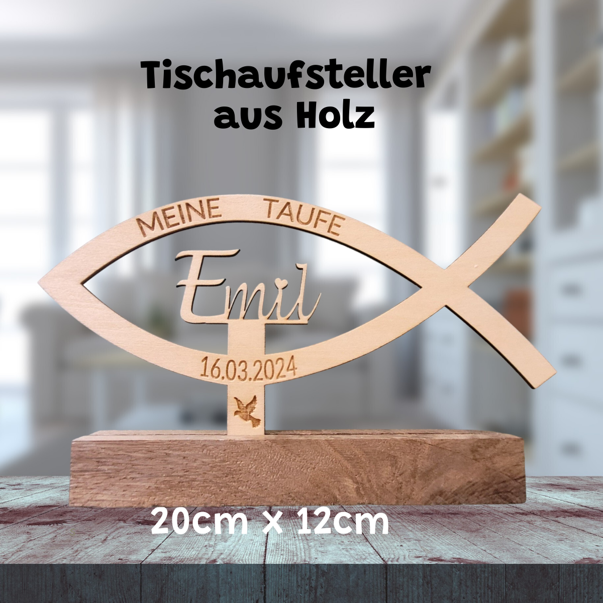 Tischaufsteller  Fisch personalisiert