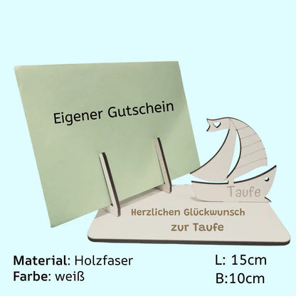 Kartenhalter für Gutschein Taufe Boot - Funny Bake