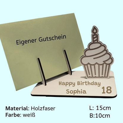 Kartenhalter für Gutschein Geburtstag - Cupcake- - Funny Bake