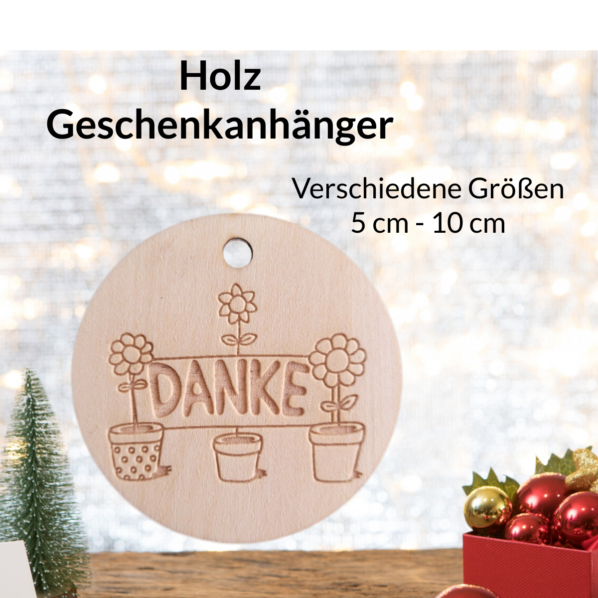 Geschenkanhänger Danke mit Blumentopf