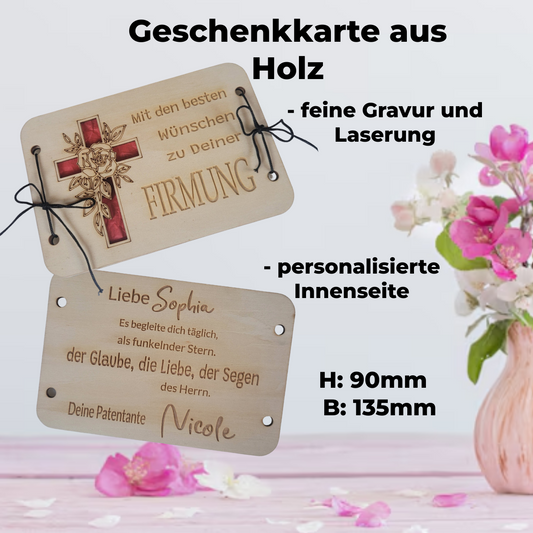 Geschenkkarte zur Firmung mit persönlicher Gravur