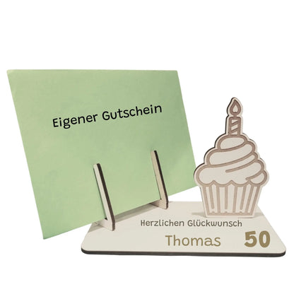Kartenhalter für Gutschein Geburtstag - Cupcake- - Funny Bake