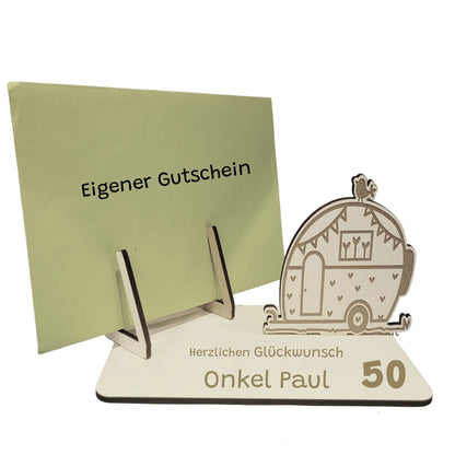 Kartenhalter für Gutschein Campingwagen - Funny Bake