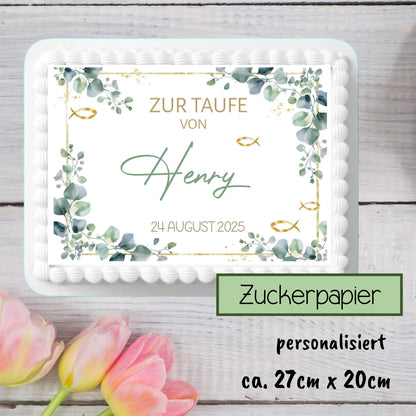 Tortenaufleger Taufe rechteckig - Funny Bake