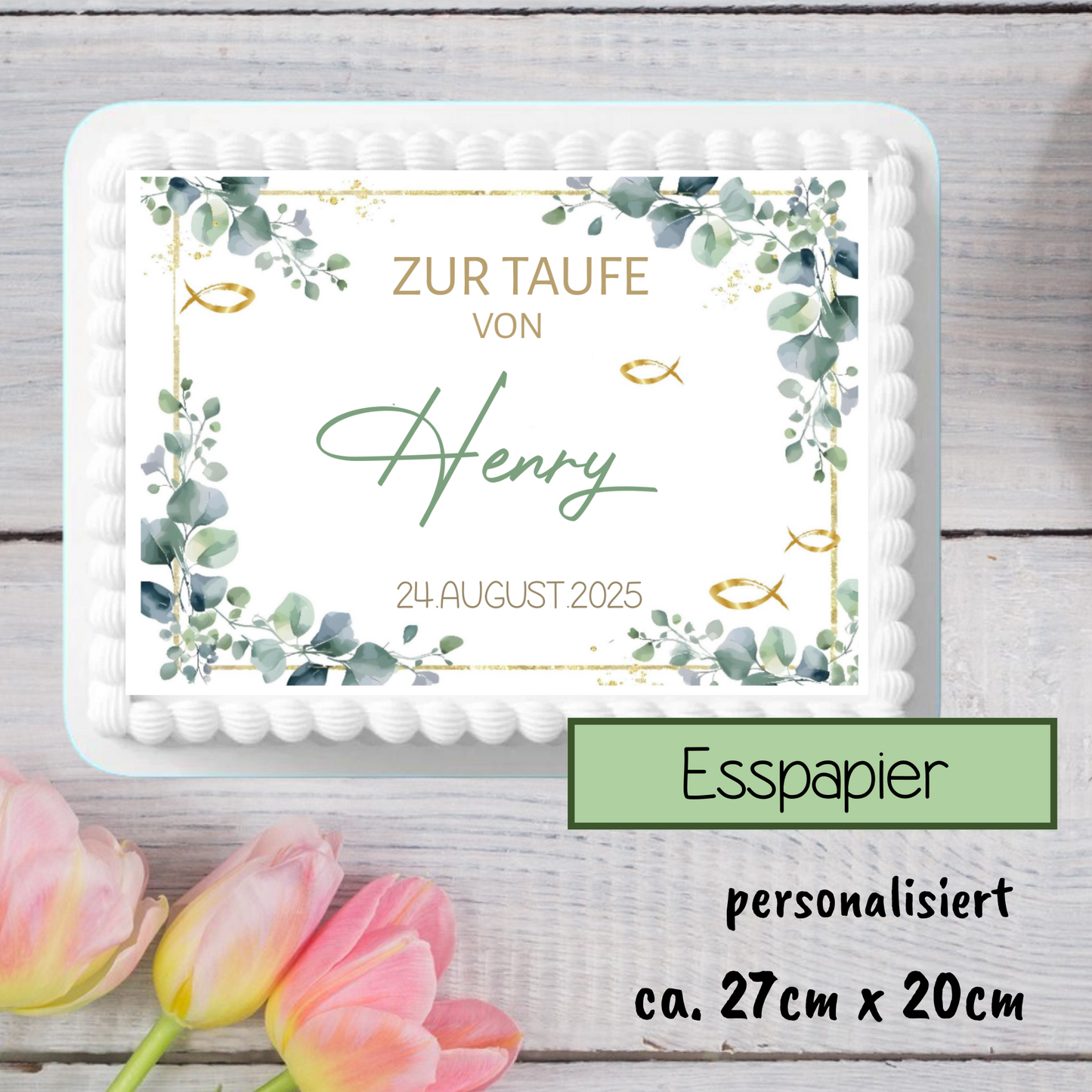 Tortenaufleger Taufe rechteckig