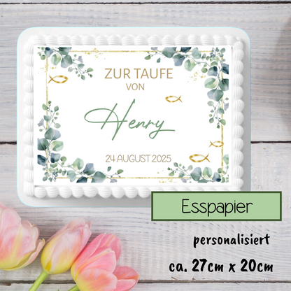 Tortenaufleger Taufe rechteckig