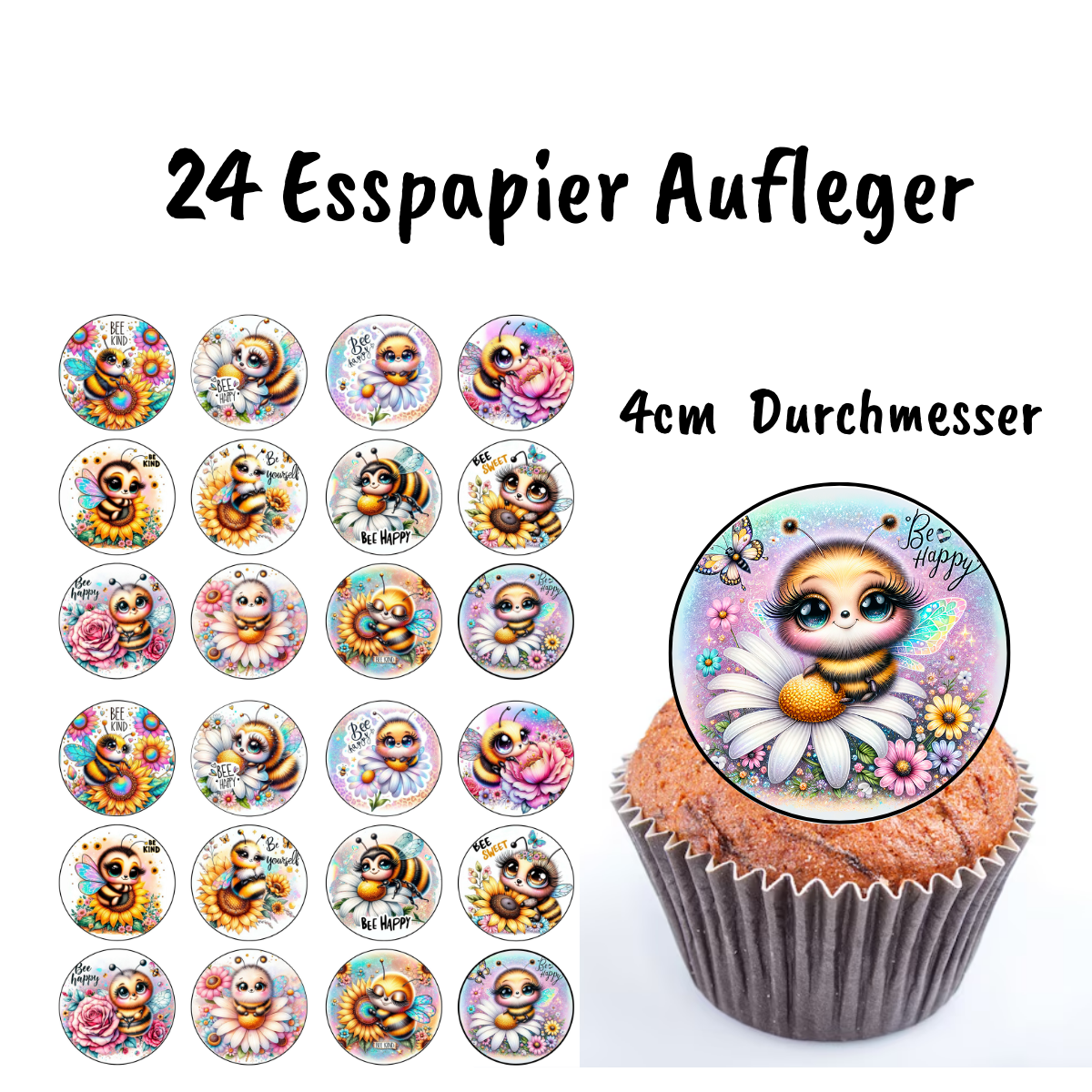 24-Beeee... Muffin Aufleger  Bienen