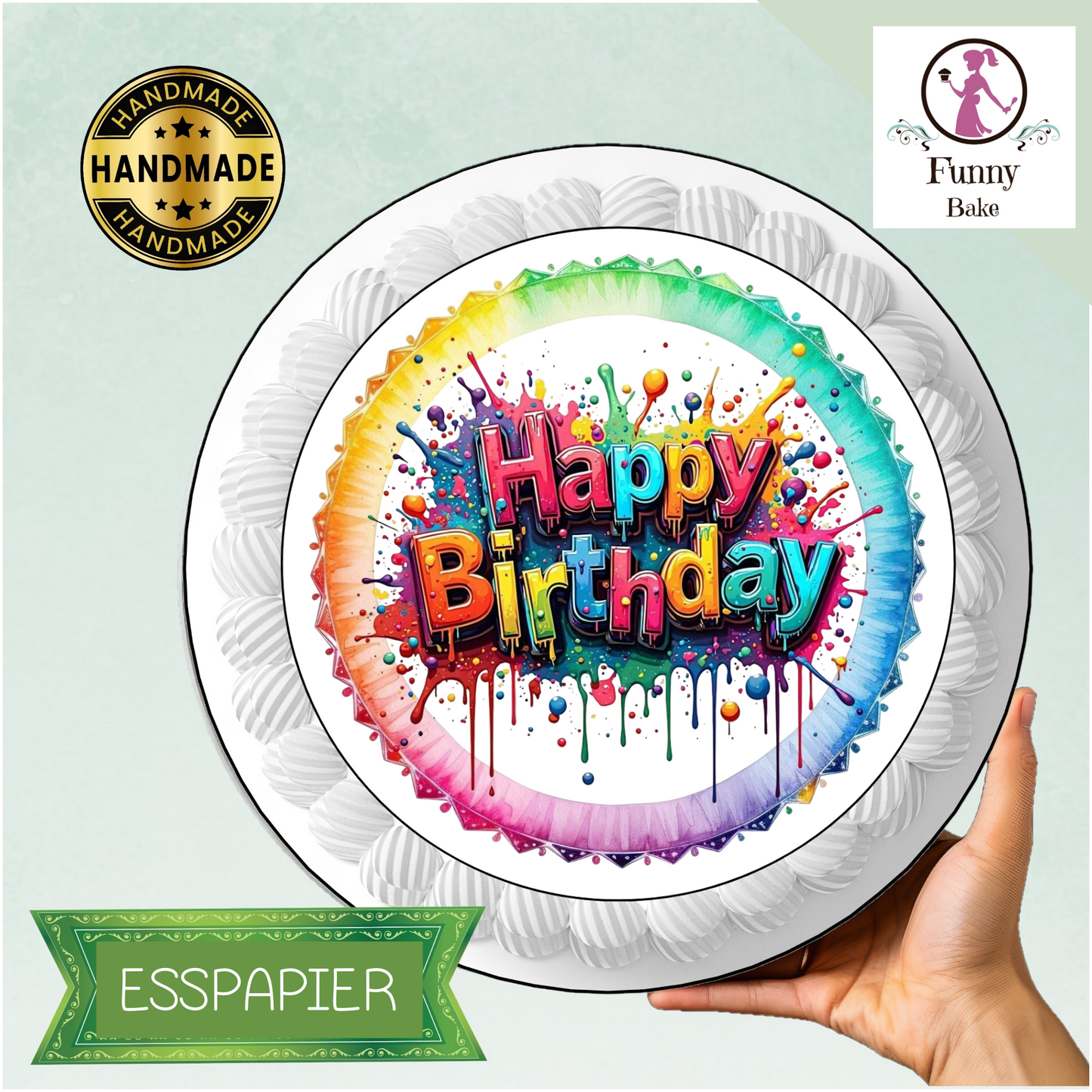 Tortenaufleger Happy Birthday bunt